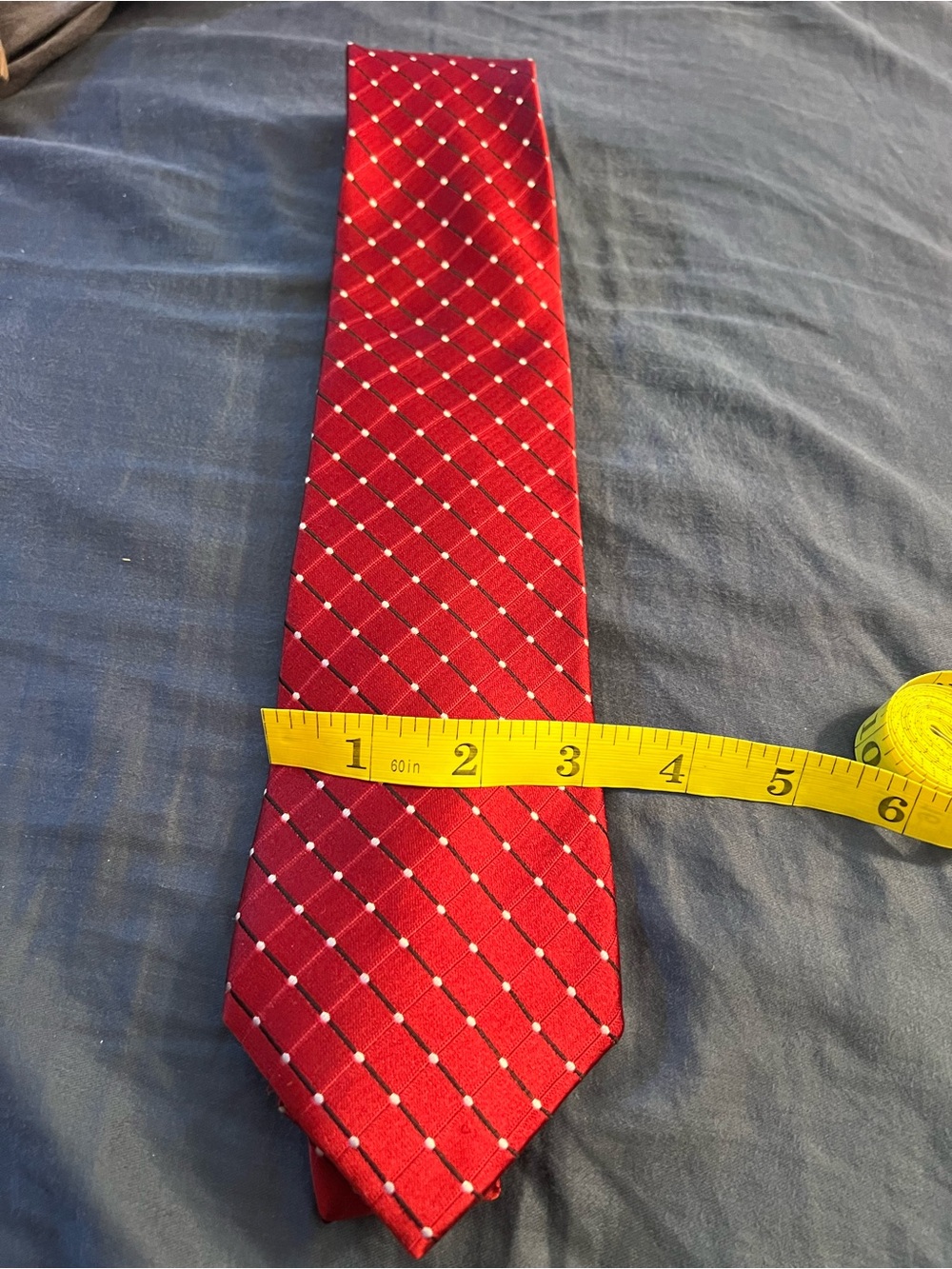 croft & barrow Red Diamond Grid Tie with White Dots